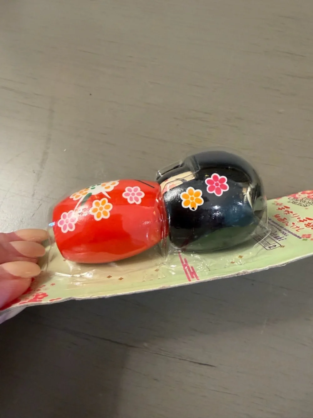 Daiso Japanese Kokeshi Wooden Painted Charm Doll 3